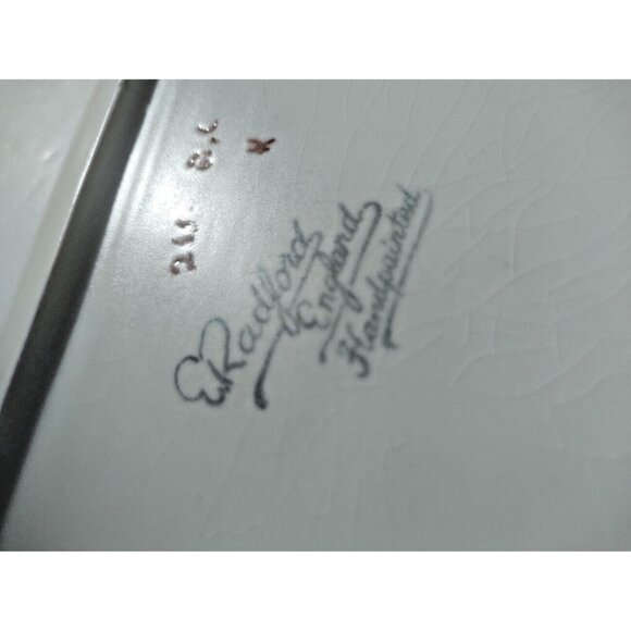 Vintage E Radford Hand Painted Floral Tray 9 1/4"x 5 1/2" - Picture 9 of 11